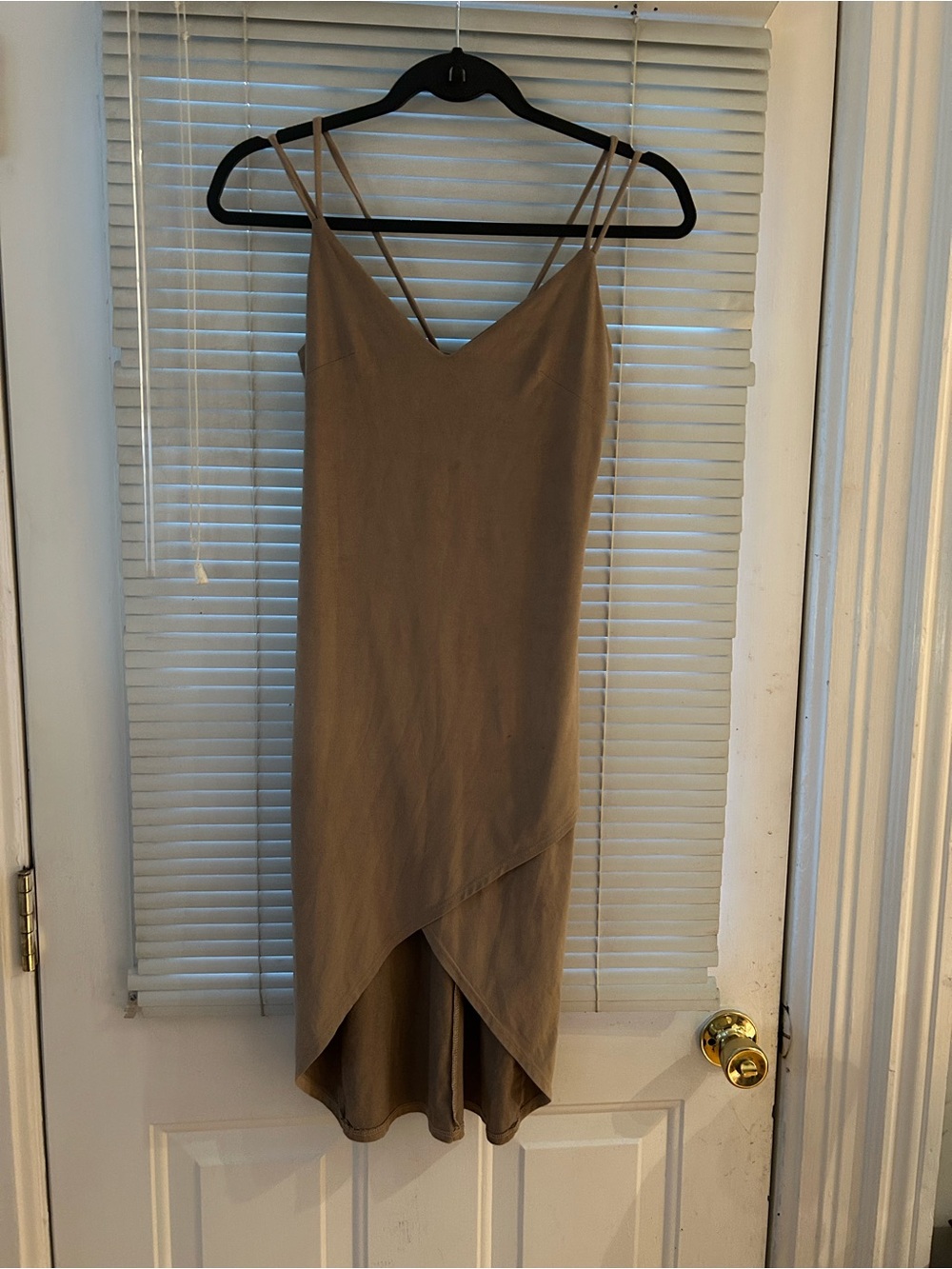 Blue Blush Taupe Asymmetrical Slip Dress